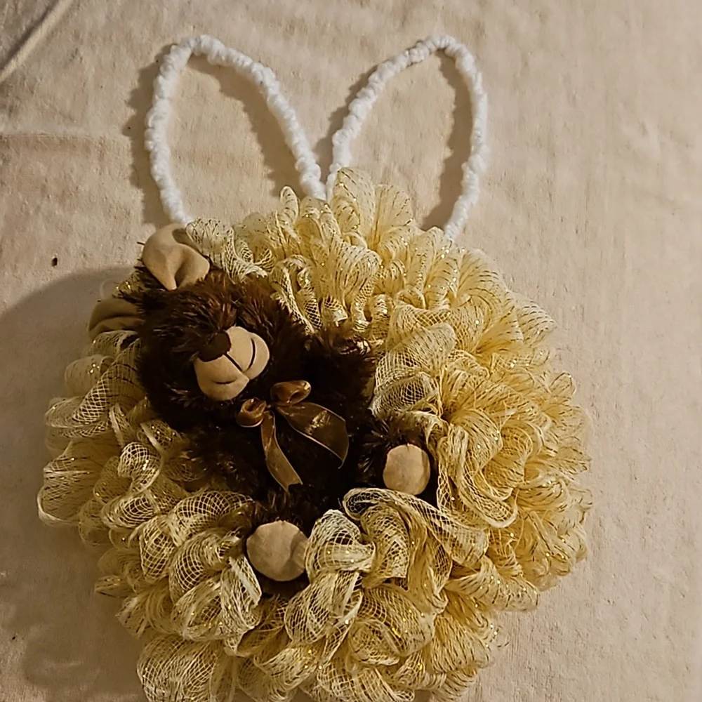 From mom's closet bunny wreath on a 9 inch bunny wreath that she made